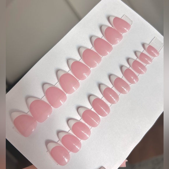 Soft Gel Almond French Tip Press ons - Picture 3 of 4